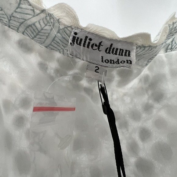 Juliet Dunn Cotton Tie Shoulder Midi Dress White/Denim Blue sz 2/M/6-8 $443 NWT - Picture 8 of 11